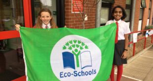 St Edmunds Campion Eco Schools accolade L R Chino Anand and Natasha Hayes From growing their own to litter-picking - West Bridgford primary school goes green with coveted eco award