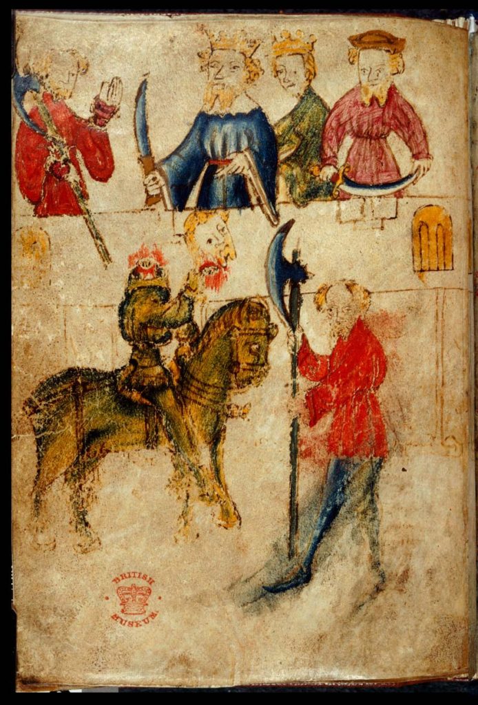 sir gawain green knight decapitated head f94v From Beowulf to Chaucer, the British Library makes 1,000 years of rich literary history freely available online